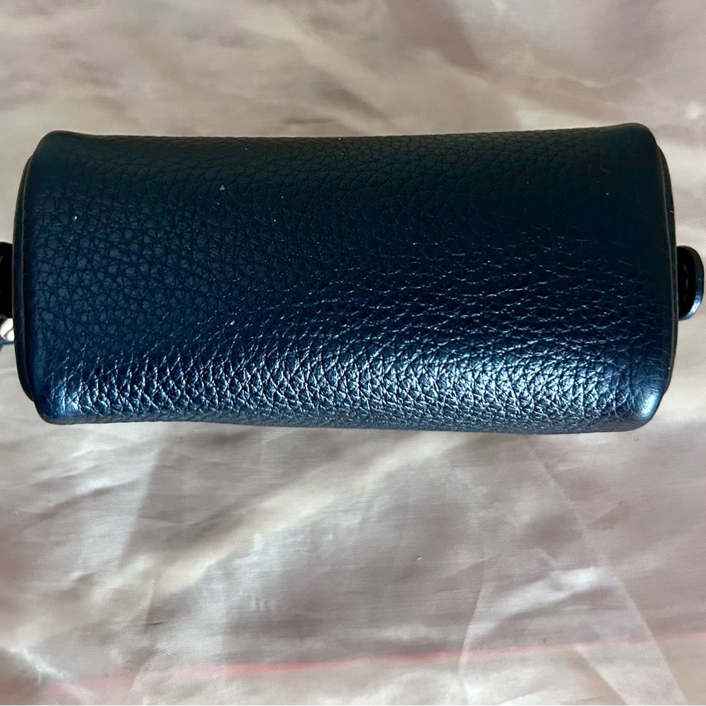 Coach Black Pebbled Leather Mini Pouch  Wristlet with Gold Log - Picture 5 of 6
